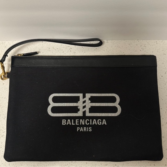 Balenciaga Handbags - Balenciaga Jumbo Logo Pouch Wristlet